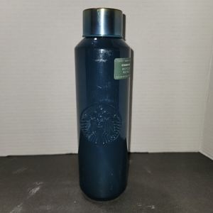Starbucks 2022 Dark Blue Recycled Glass Water Bottle Tumbler Cup 20oz W/ Siren